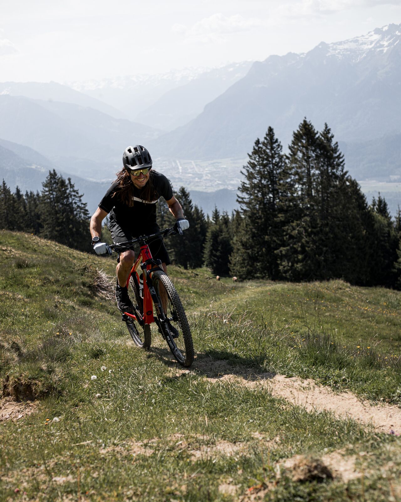 Upright mountain shop bike